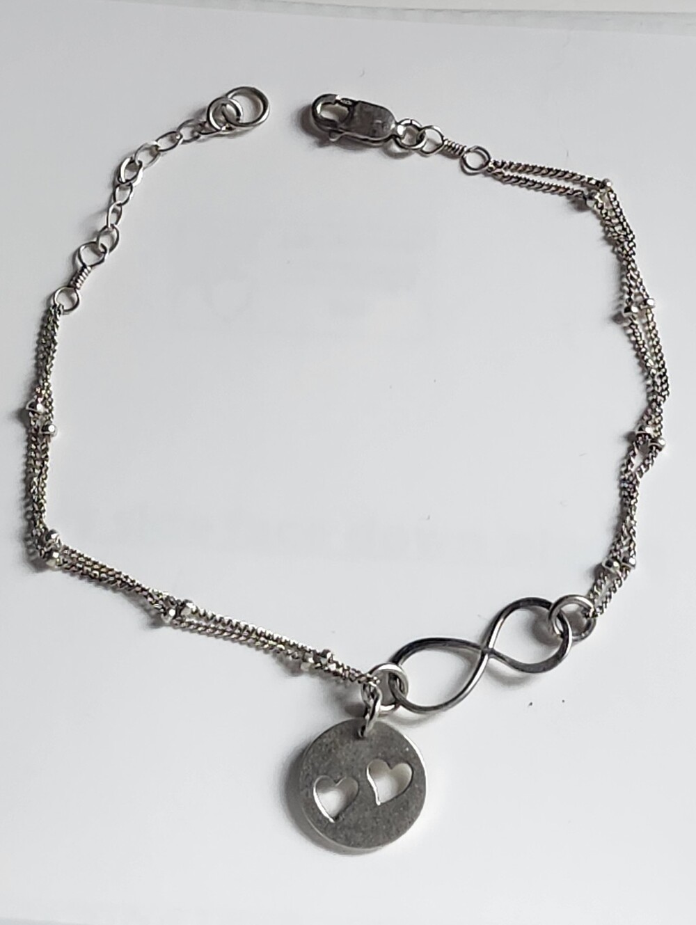 Sterling Silver Infinity Heart Charm Bracelet